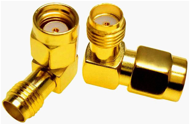 Угловой адаптер RP-SMA ⟶ SMA, штекер-гнездо, 50 Ом, для Wi-Fi и радиосистем, компактный