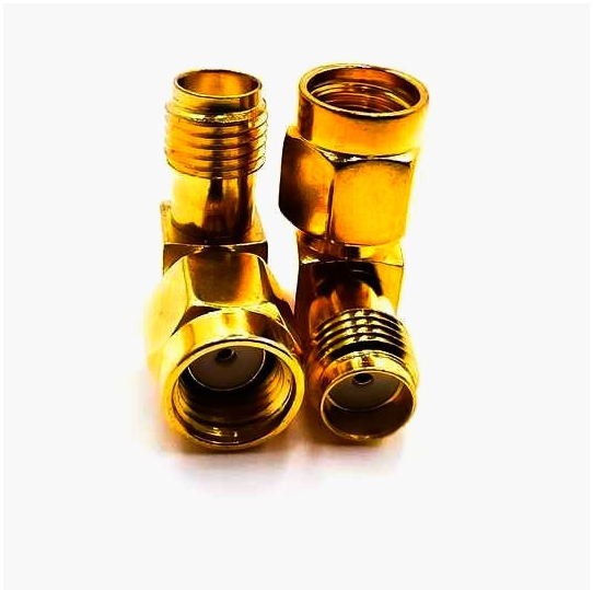 Угловой адаптер RP-SMA ⟶ SMA, металлический 90°, 50 Ом для Wi-Fi и телекоммуникаций