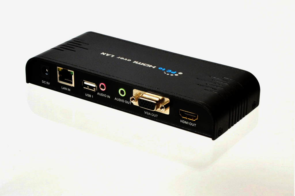 Универсальный KVM удлинитель RJ45 в HDMI 1080p и VGA с аудио, до 200м, поддержка 6 дисплеев
