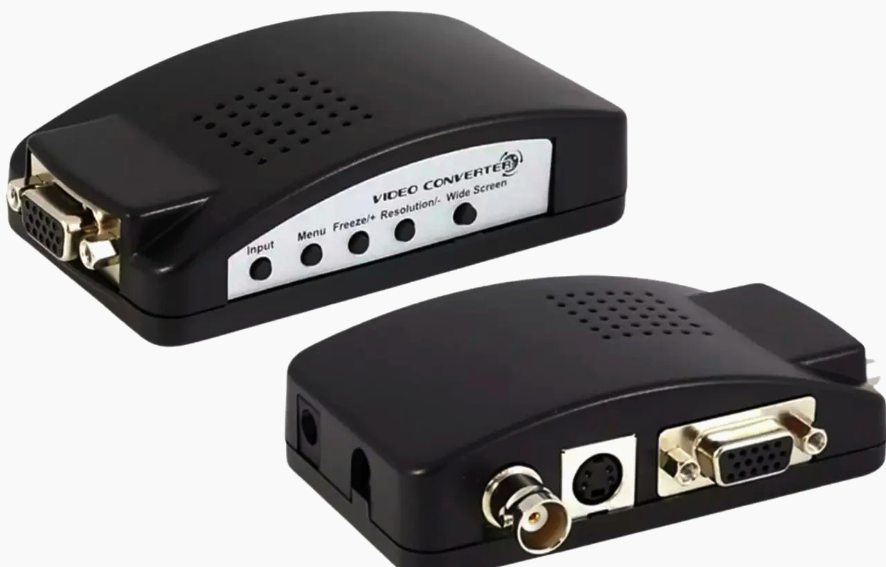 Конвертер Lenkeng RCA/S-Video в VGA 1680x1050 с регулировками яркости, черный