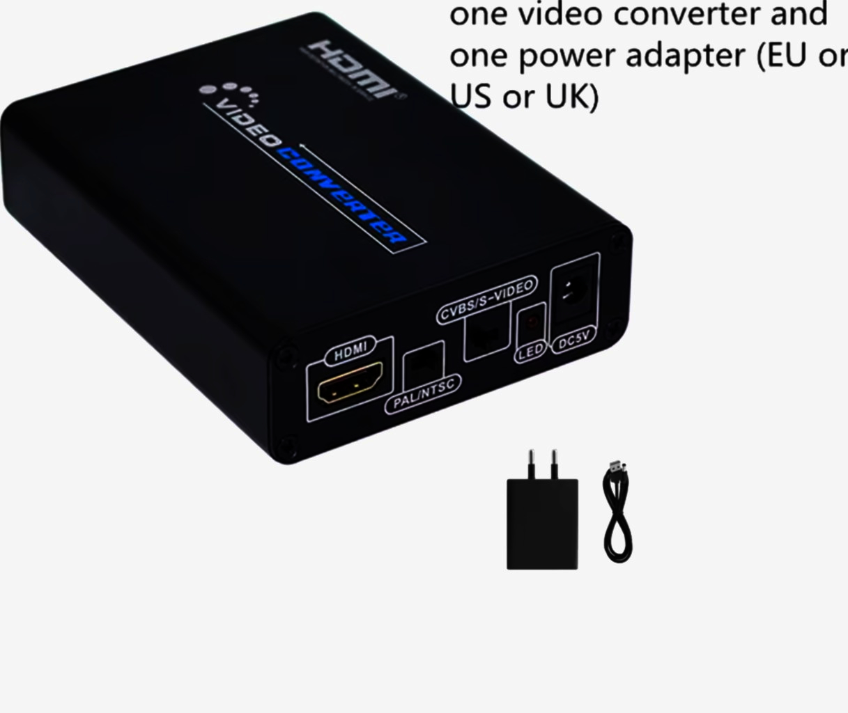 Универсальный HDMI в CVBS/S-Video преобразователь Lenkeng LKV381a, 1080p, 1м, 5V, с кабелями