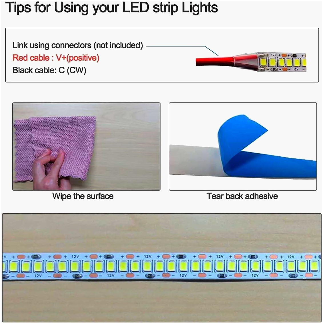 LED-лента King Saro 12V 240 LED/м SMD2835 19,2W 6000K холодний світ, IP20, 10 мм, 1 м
