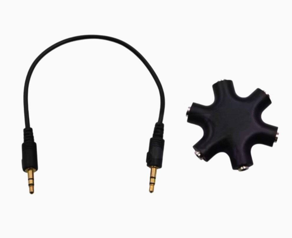 Аудіо спліттер SA-15, 1 вхід на 5 виходів, 3.5 мм мініджек, AUX-кабель 20 см, чорний