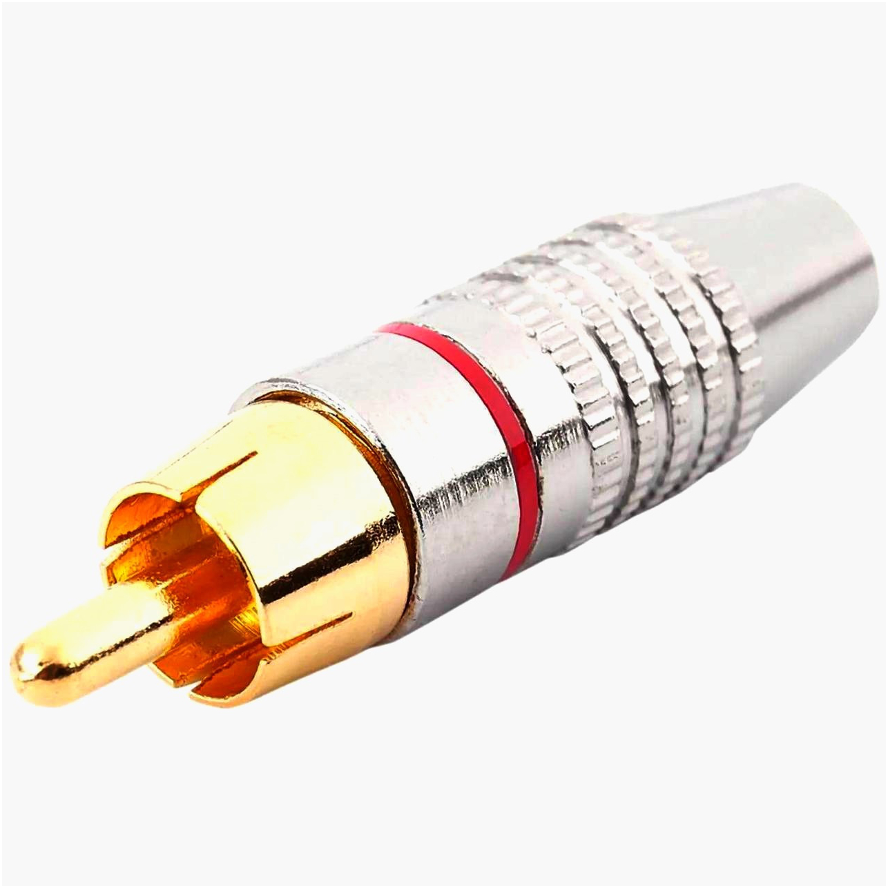 Кабельный штекер RCA Avvicon, алюминий, позолоченные контакты, диаметр до 5 мм, красная маркировка