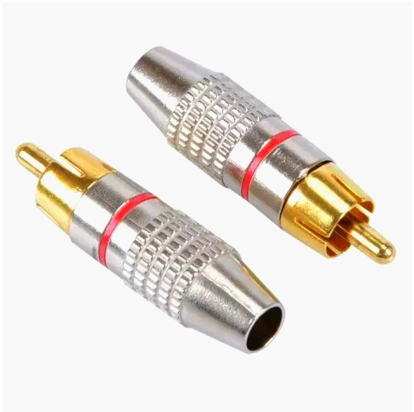 Кабельный штекер RCA Avvicon, алюминий, позолоченные контакты, диаметр до 5 мм, красная маркировка