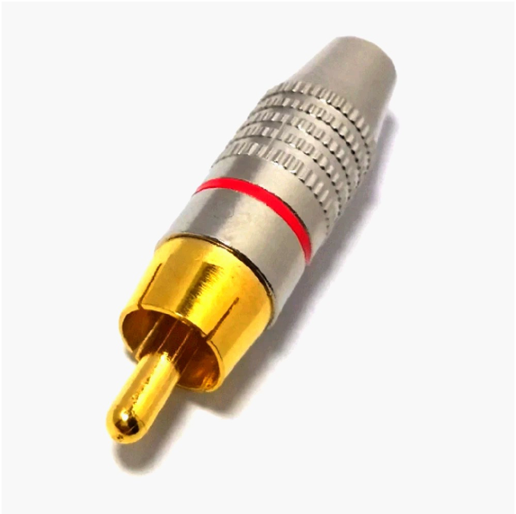 Кабельный штекер RCA Avvicon, алюминий, позолоченные контакты, диаметр до 5 мм, красная маркировка