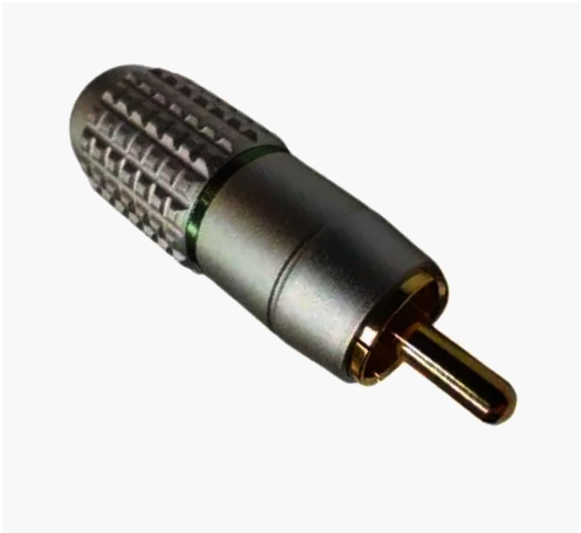 RCA штекер 7 мм AVVICON, алюминиевый с позолоченными контактами, зелёный для аудио и видео