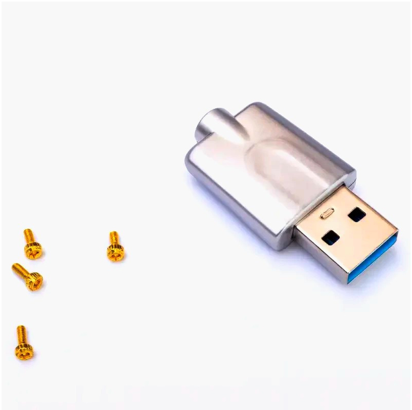 Премиум USB A разъем 8 контактов 24К золото, серебристый корпус, 1м, для подключения устройств