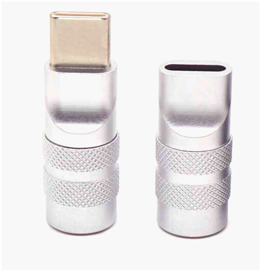Разъем USB Type-C (гнездо, 4 контакта, 24К позолота, серебристый, 1м) для зарядки и DIY-электроники