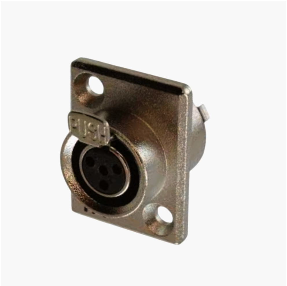 Mini XLR гніздо MOCO SA107-4P 4-контактне, фланцеве, панельний монтаж, позолота, 1 виріб