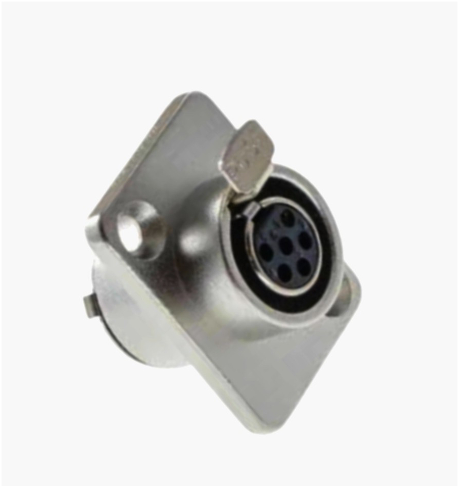 Гніздо MOCO mini XLR 6P, 6 контактів, панельне, металеве, 2 отвори для монтажу