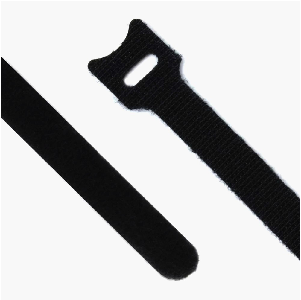 Фіксатор кабелів Techflex 305×13 мм, багаторазовий на липучці, чорний, для організації проводів