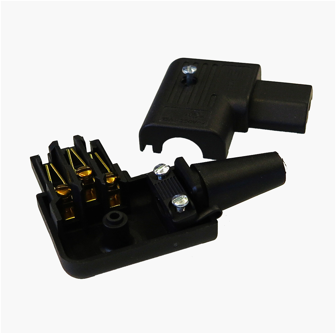 Разъем питания Schurter C13 угловой 3pin 10A 250V, термопластик, 1м для силовых кабелей