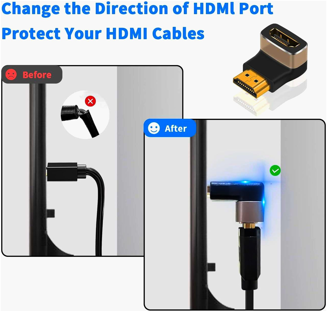 ADA-HDMI 2.1 угловой адаптер (тип A) 4K/8K, I-Taki, направленный вниз, Южная Корея