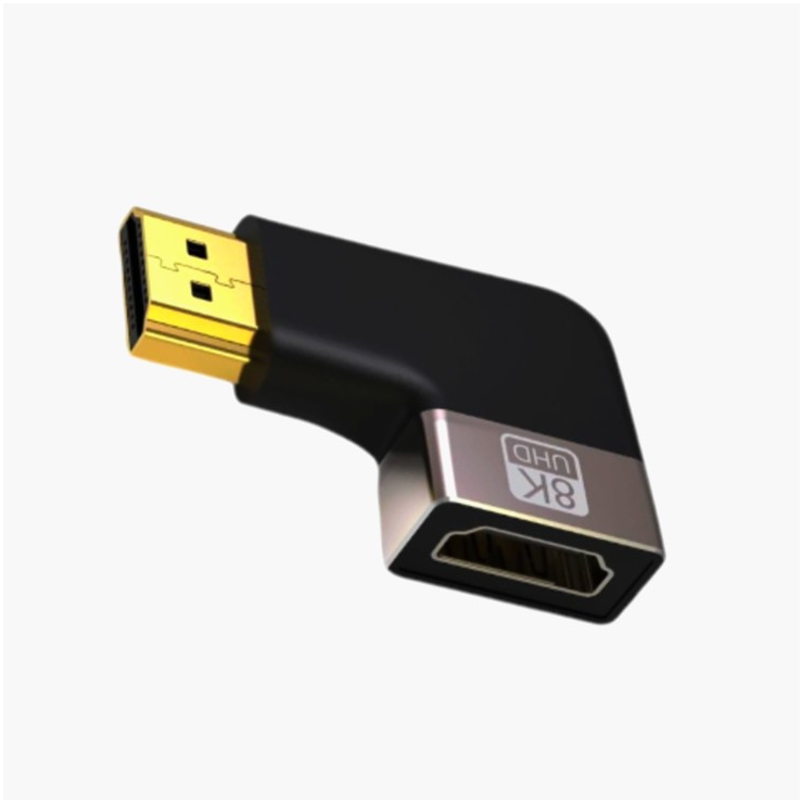 Угловой HDMI адаптер I-Taki 2.1 4K/8K, тип A, гнездо-штекер, тёмно-серый, компактный
