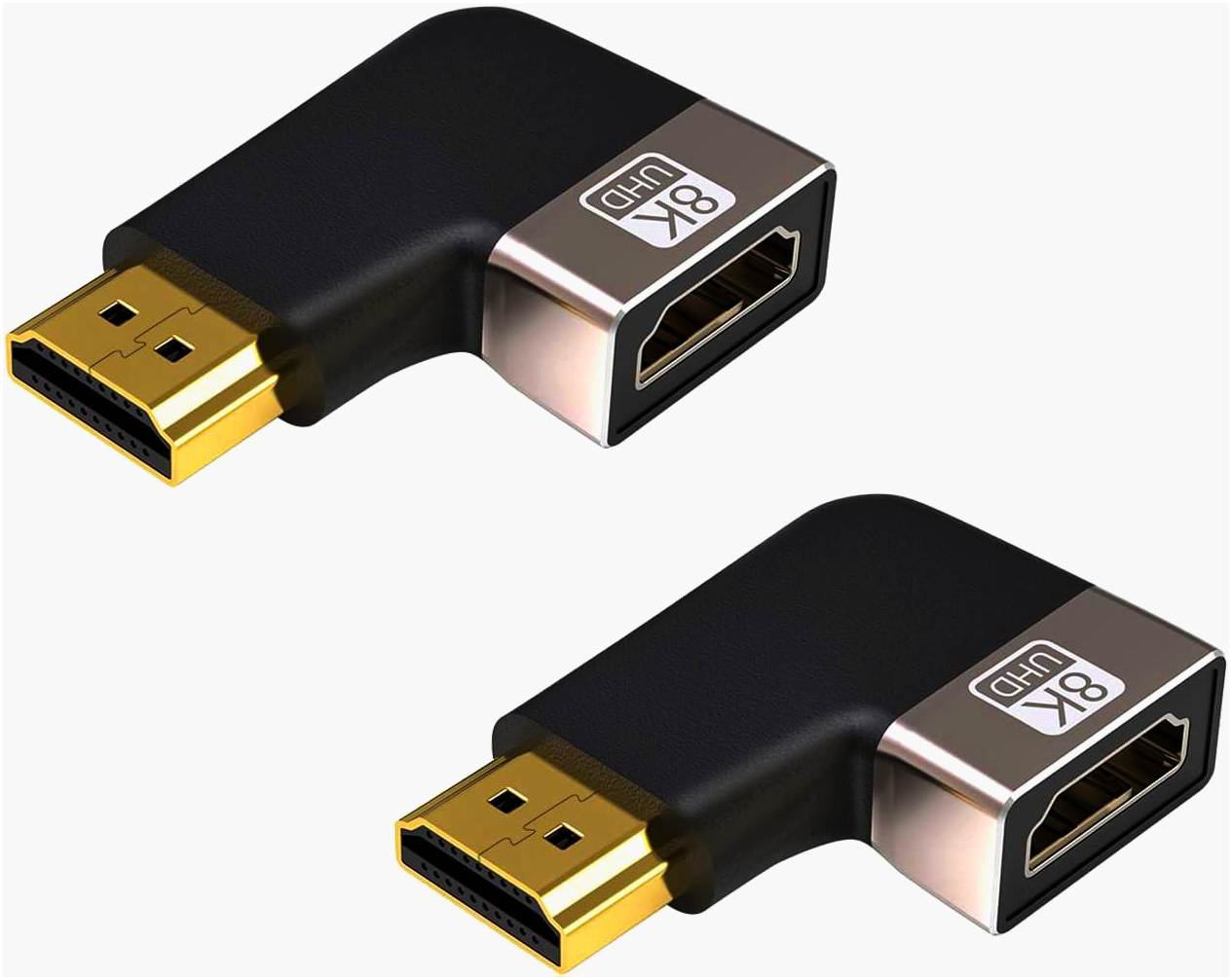 Угловой HDMI адаптер I-Taki 2.1 4K/8K, тип A, гнездо-штекер, тёмно-серый, компактный