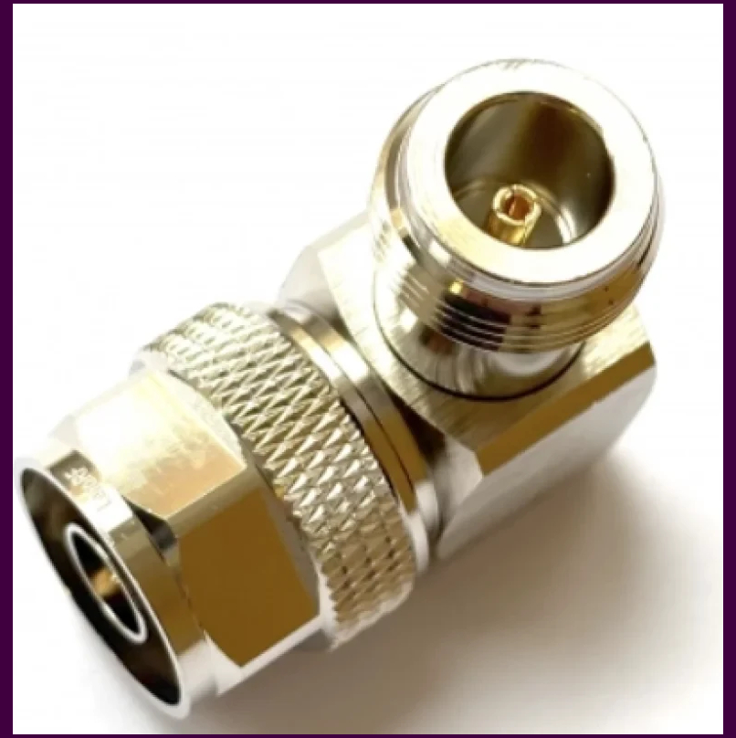 Угловой адаптер Leno RF N Male - N Female, 50 Ом, для панельного монтажа, длина 38 мм