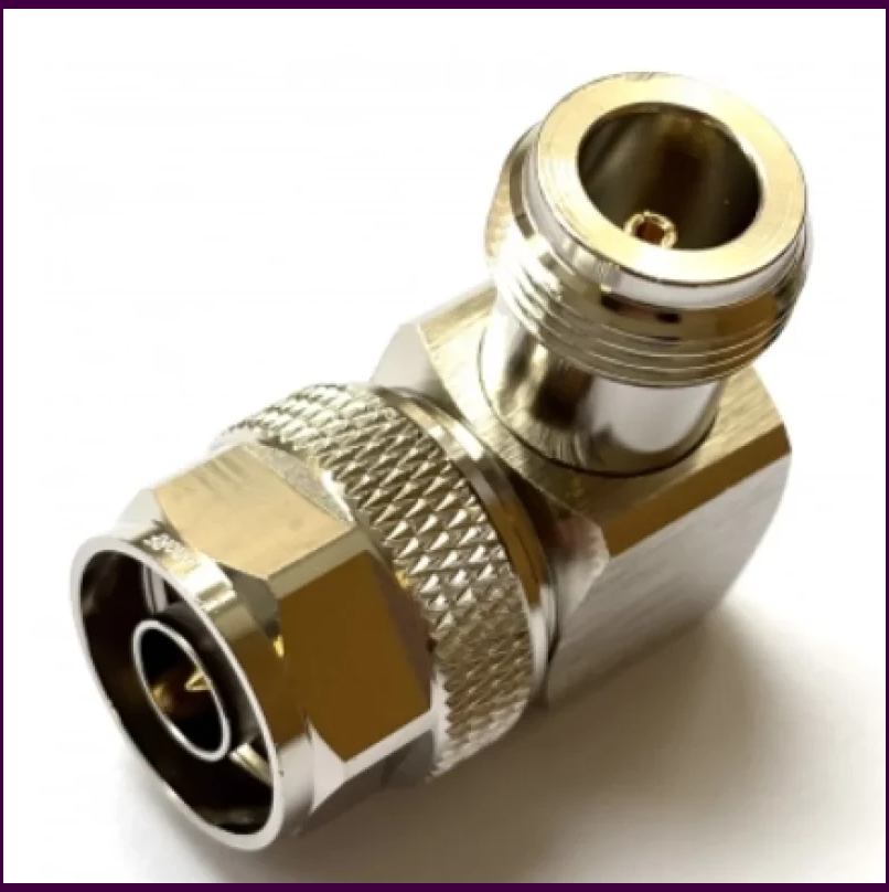 Угловой N-адаптер Male/Female 38 мм для RF-оборудования, латунь, низкие потери сигнала до 6 ГГц