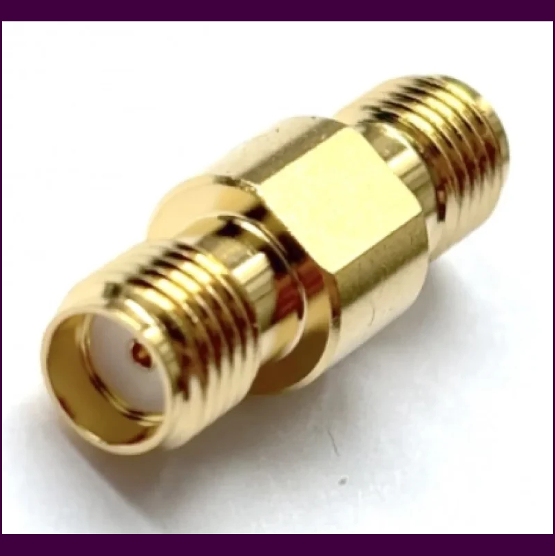 Адаптер Leno RF SMA (гнездо) - SMA (гнездо) для радиочастотных соединений, 50 Ом, до 6 ГГц, золото, PTFE.