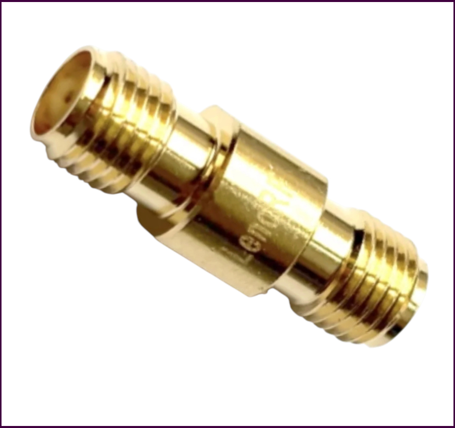 Адаптер Leno RF SMA (гнездо) - SMA (гнездо) для радиочастотных соединений, 50 Ом, до 6 ГГц, золото, PTFE.