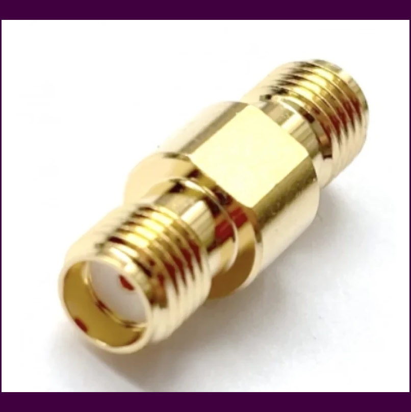 Адаптер SMA-RP-SMA Leno RF для антенн, 50 Ом, диапазон 0-6 ГГц, золото и латунь, 12 месяцев гарантии