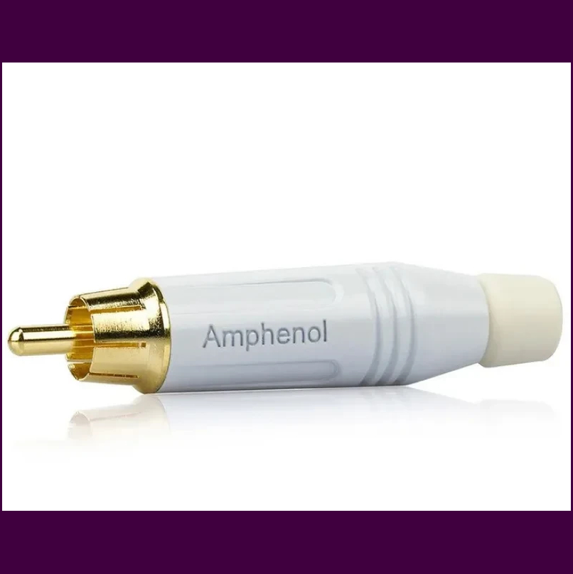 RCA-роз'єм Amphenol для аудіо та відео, паяльне підключення, діаметр кабелю до 6 мм, міцний металевий корпус