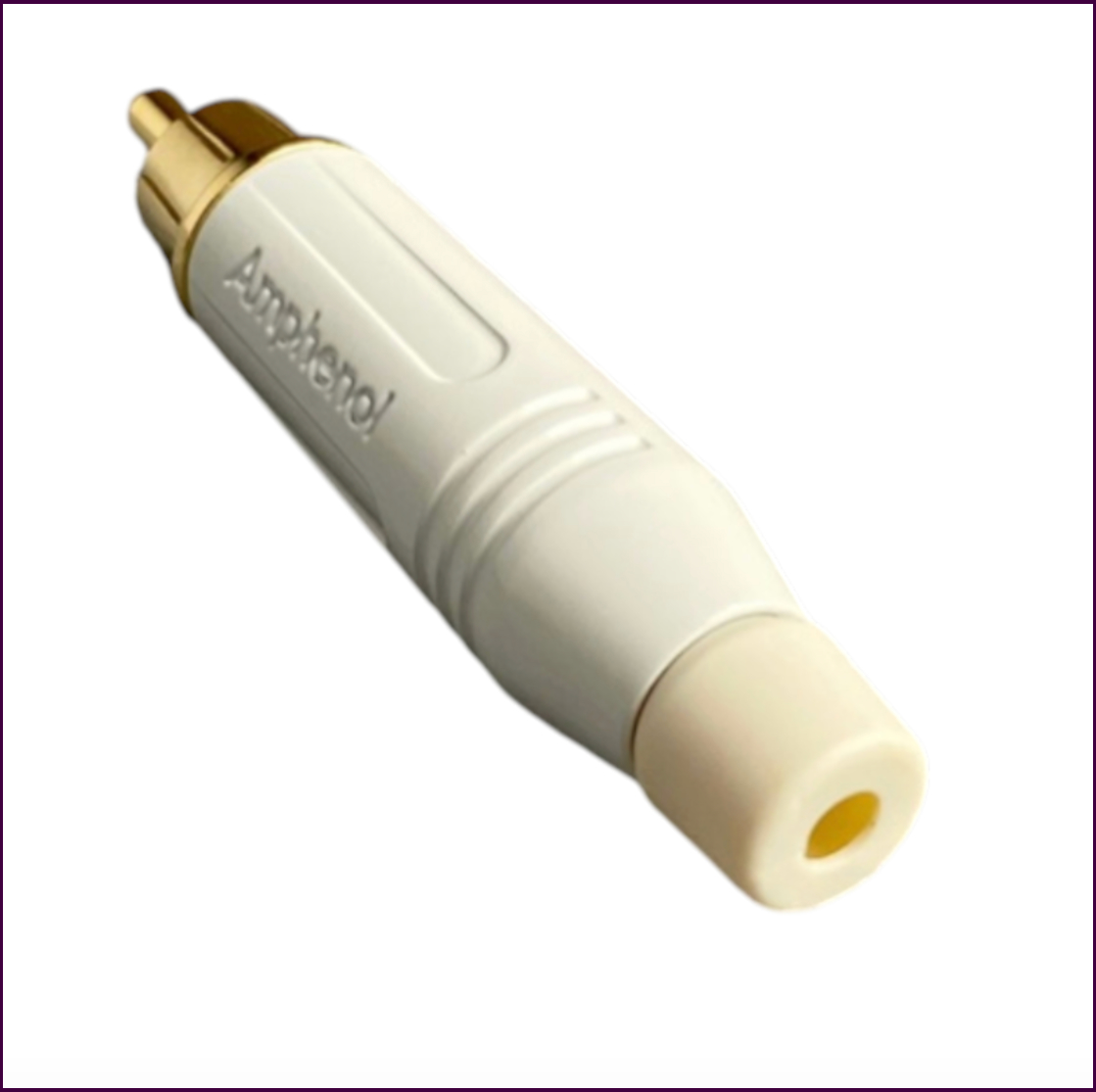 RCA-роз'єм Amphenol для аудіо та відео, паяльне підключення, діаметр кабелю до 6 мм, міцний металевий корпус