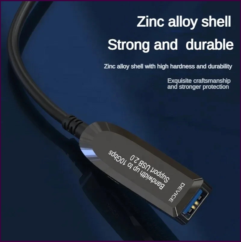 Оптоволоконный USB 3.0 кабель I-Taki 25 м, Type-A штекер/гнездо, высокая скорость передачи данных до 5 Гбит/с