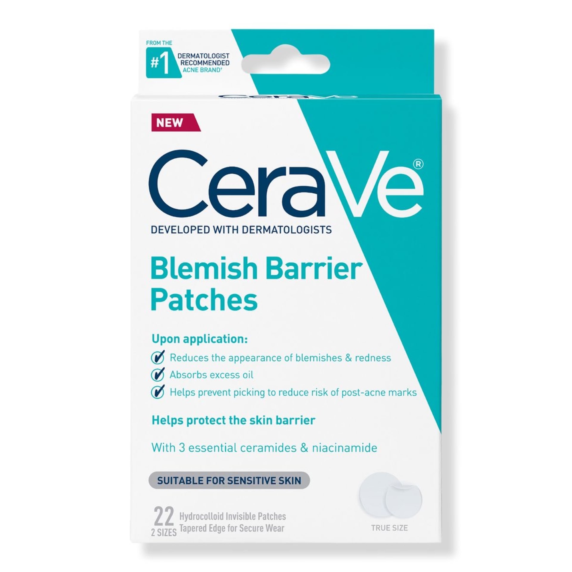 CeraVe Blemish Barrier Patches – 22 Hydrocolloid Invisible Patches
