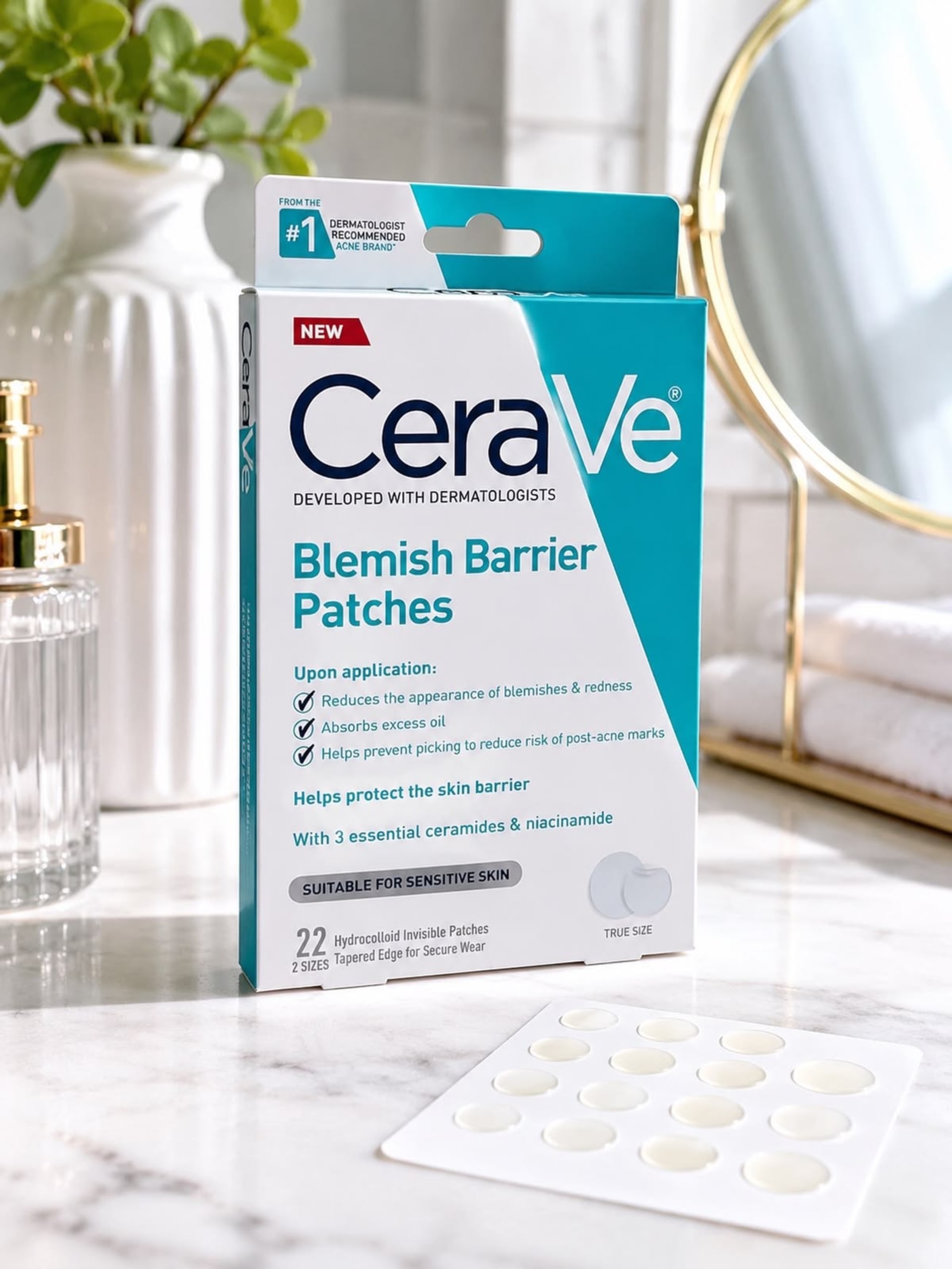 CeraVe Blemish Barrier Patches – 22 Hydrocolloid Invisible Patches - Image 2