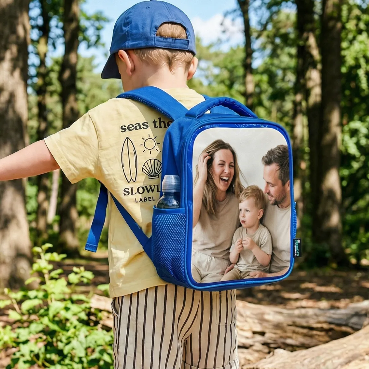 Rucksack blau mit foto