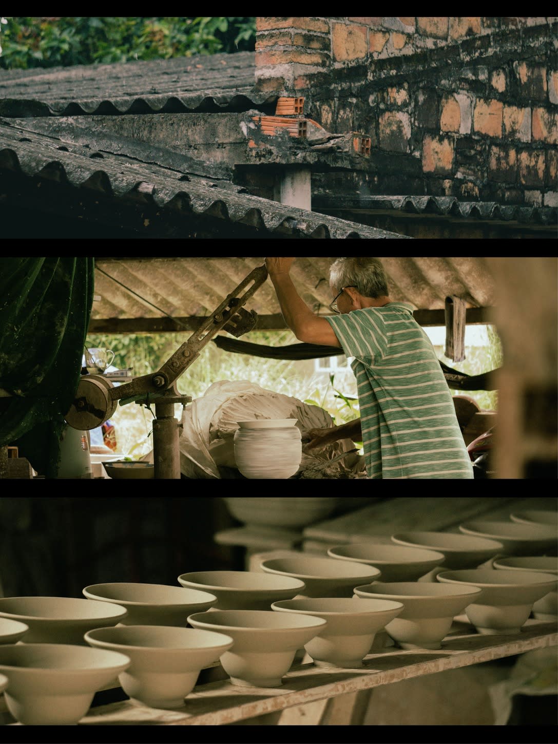 People creating pottery together in a ceramic studio in Yogyakarta