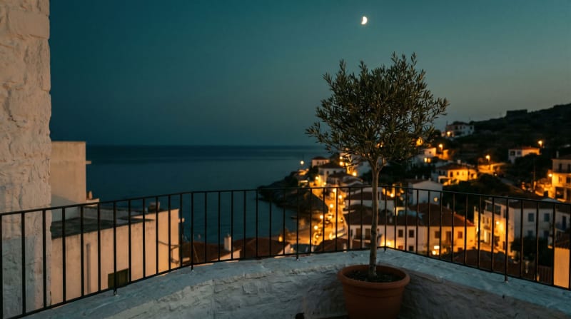 Look development for the balcony at blue hour.