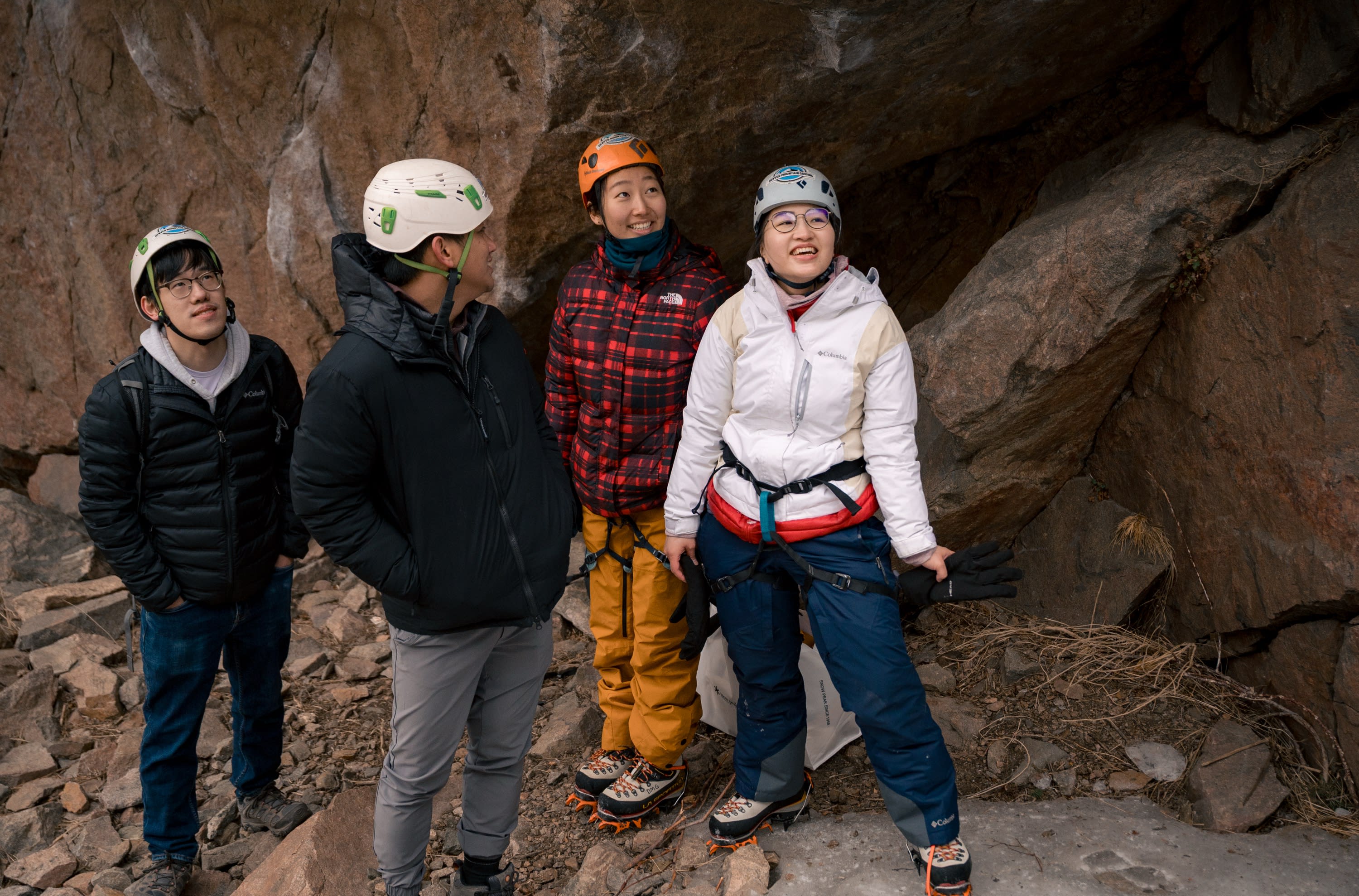 Cruxing in Color ice climbing event — climbing technique