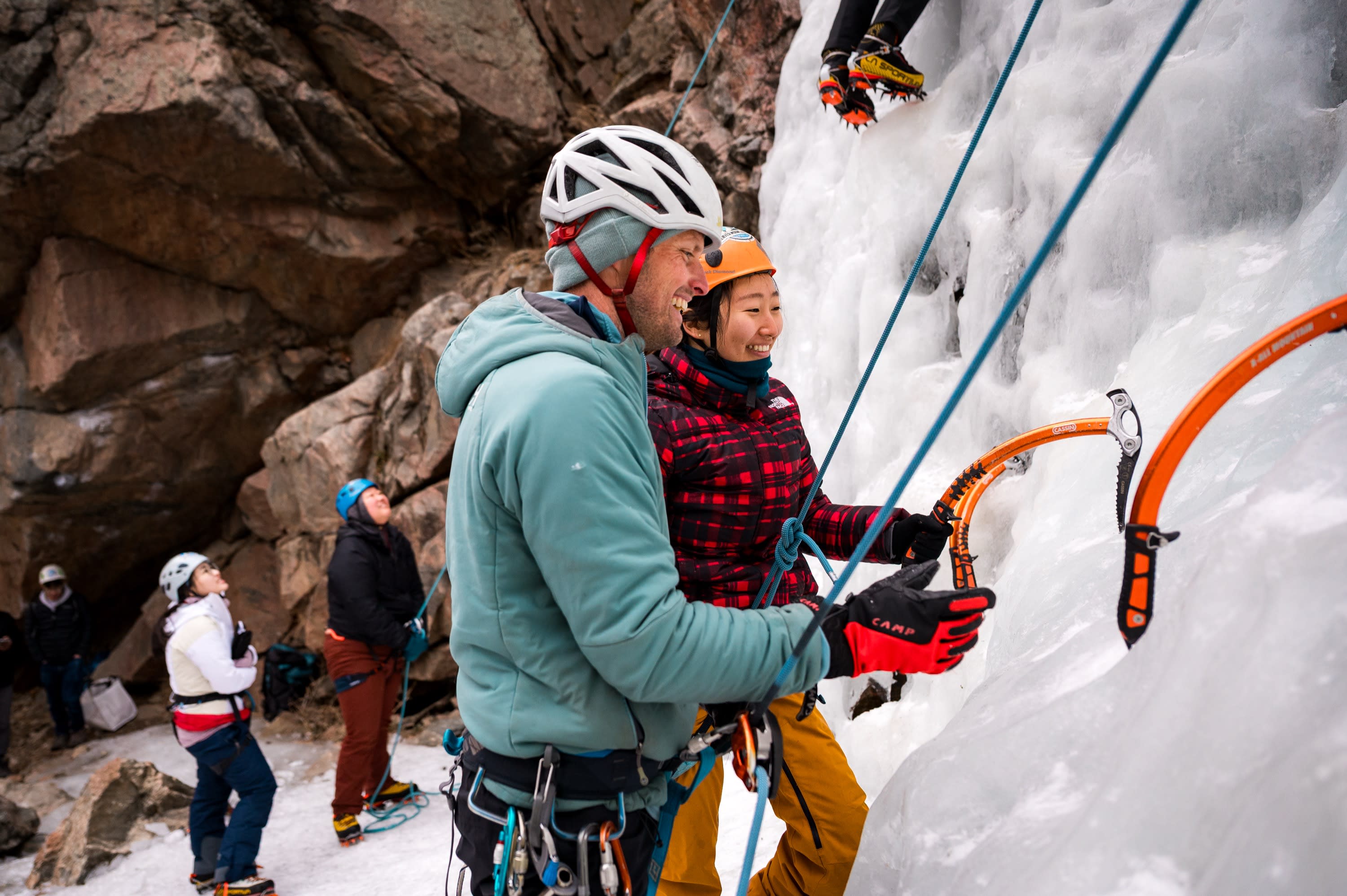 Cruxing in Color ice climbing event — winter landscape