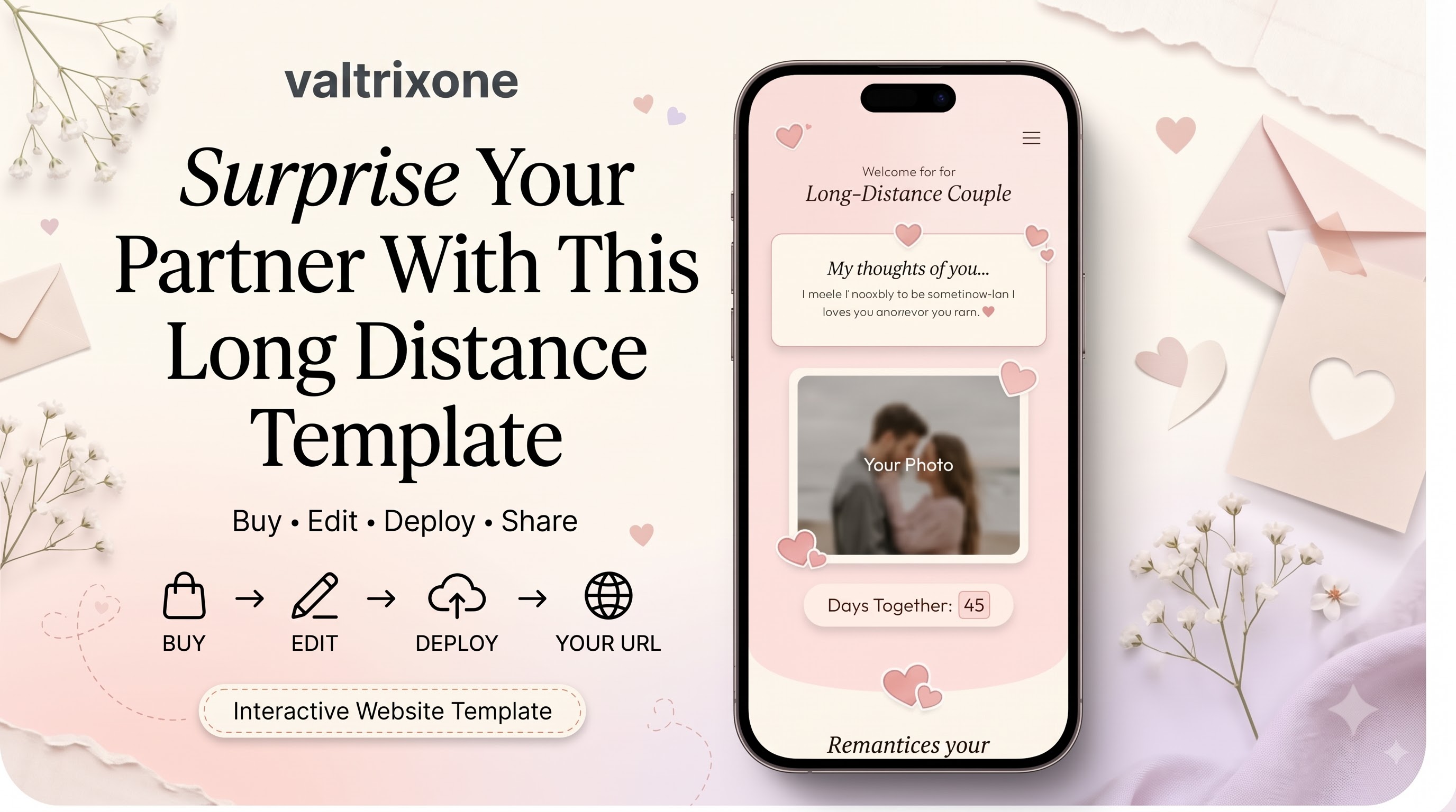 Surprise Your Partner With This Long Distance Template — romantic website template preview