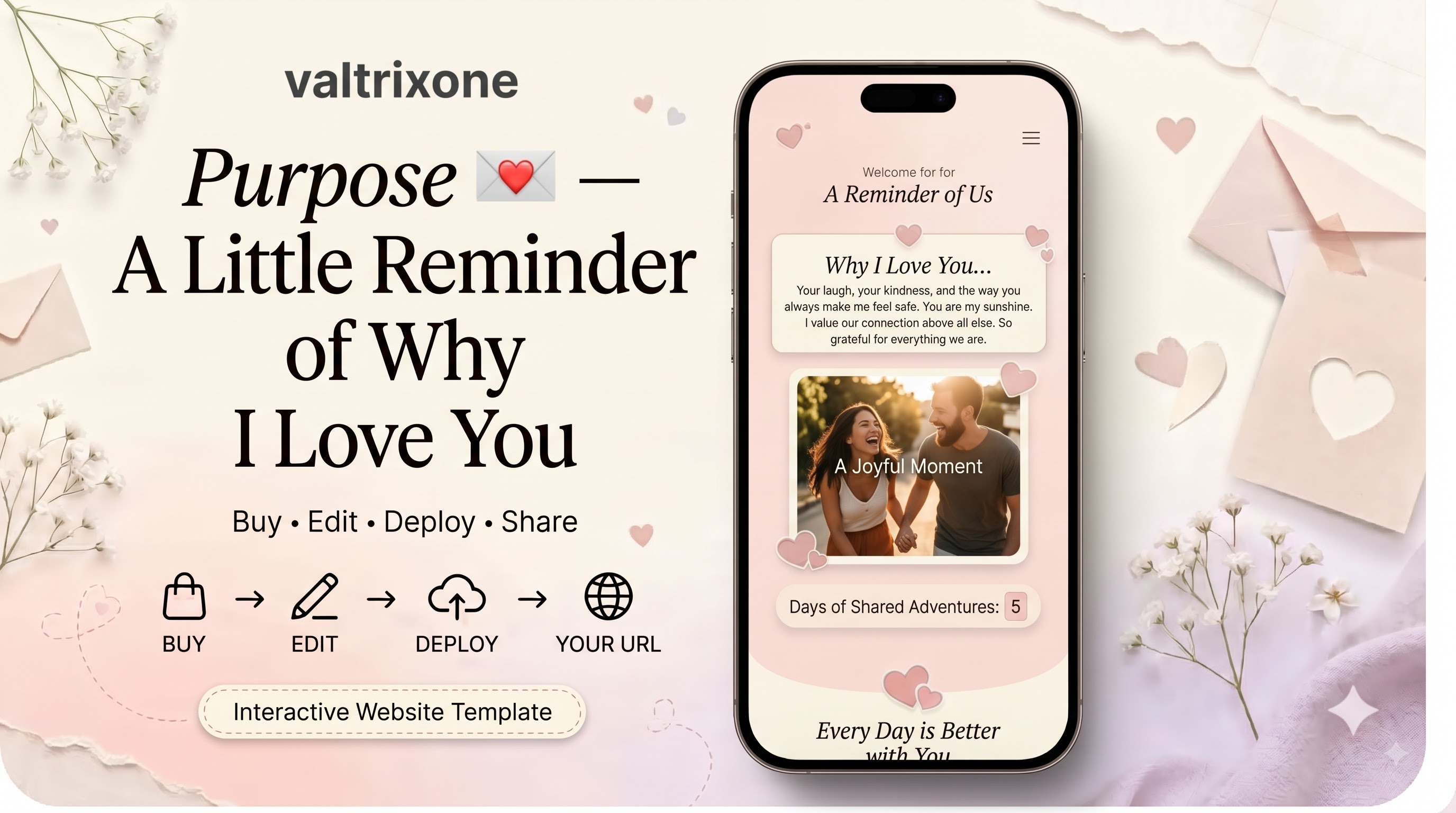 Purpose 💌 — A Little Reminder of Why I Love You — romantic website template preview