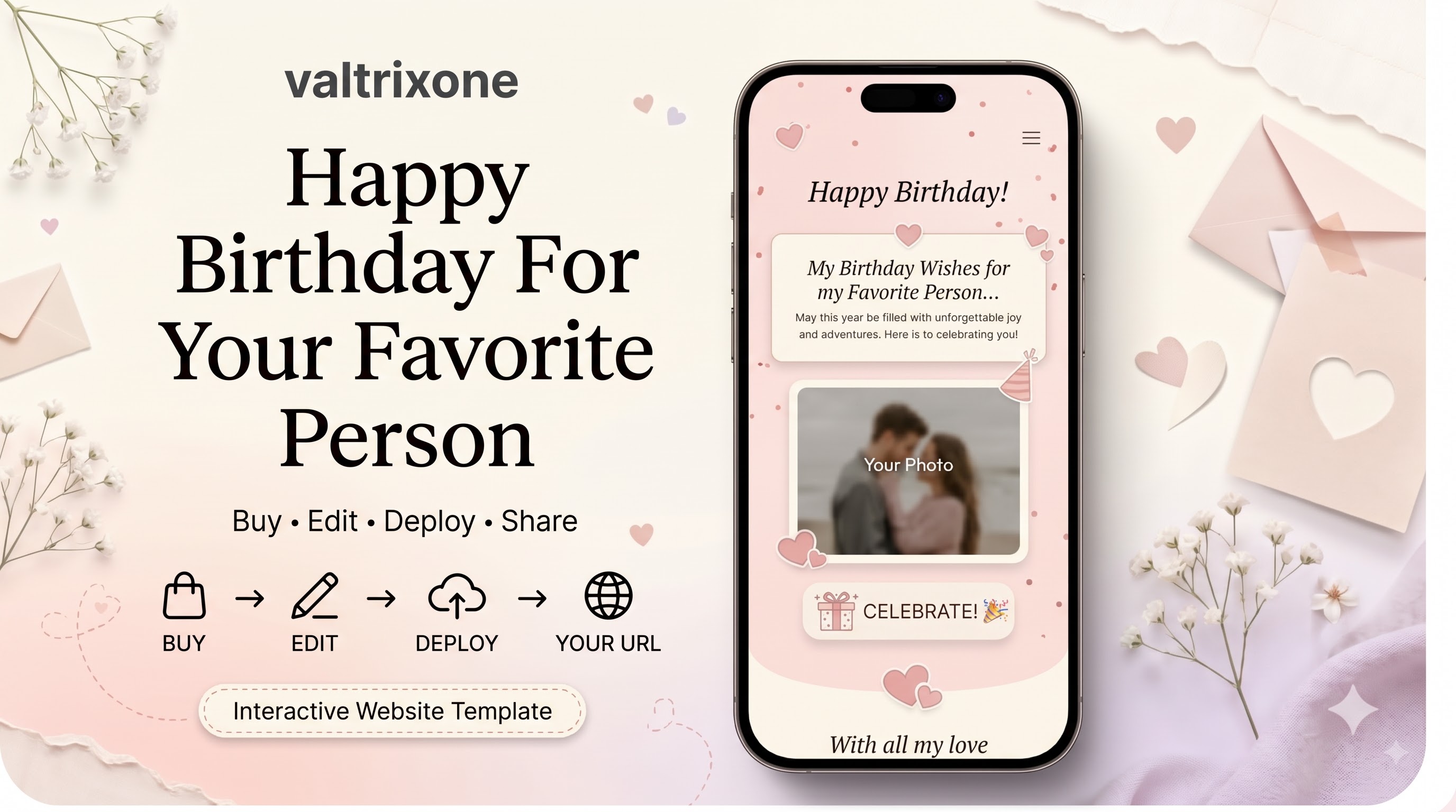 happy birthday for your favorite person — birthday website template preview