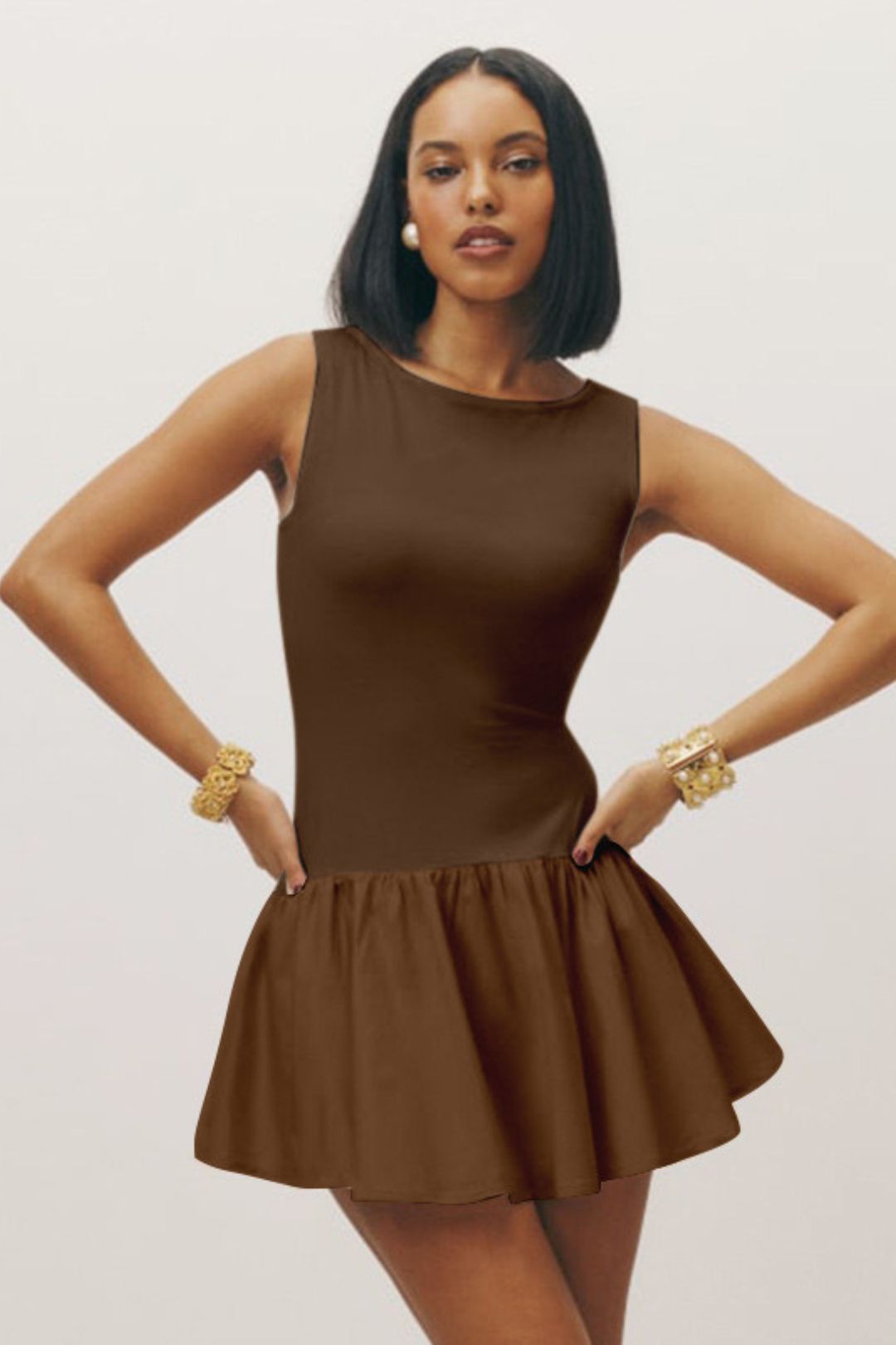 Summer New Solid Color Sleeveless Splicing Dress