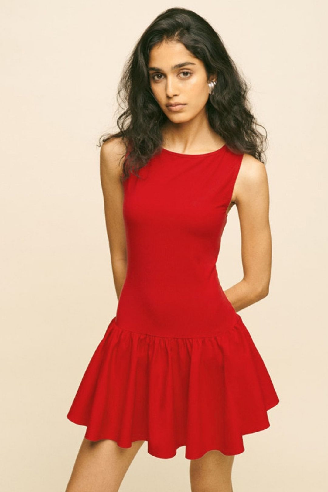 Summer New Solid Color Sleeveless Splicing Dress