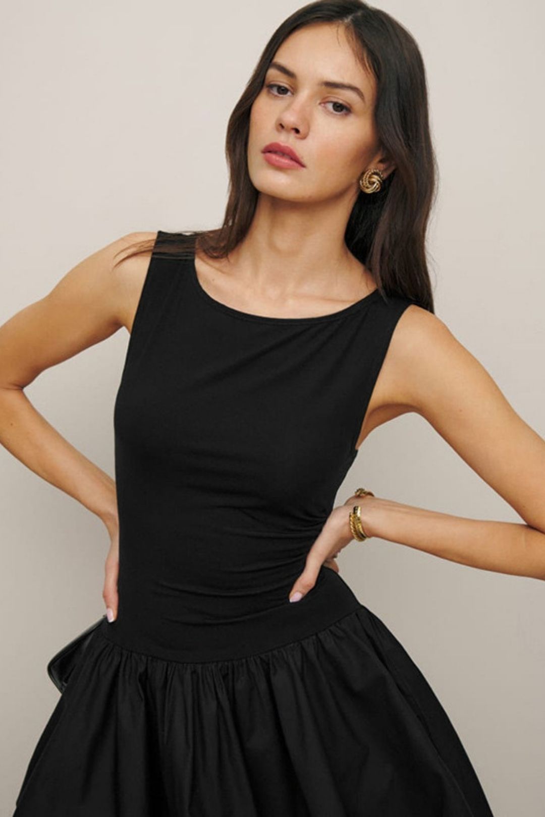 Summer New Solid Color Sleeveless Splicing Dress