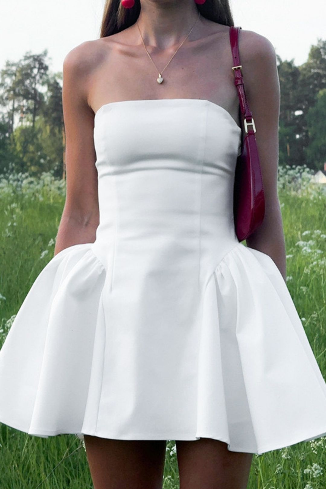 New Solid Color Tube Top High Waist Large Skirt