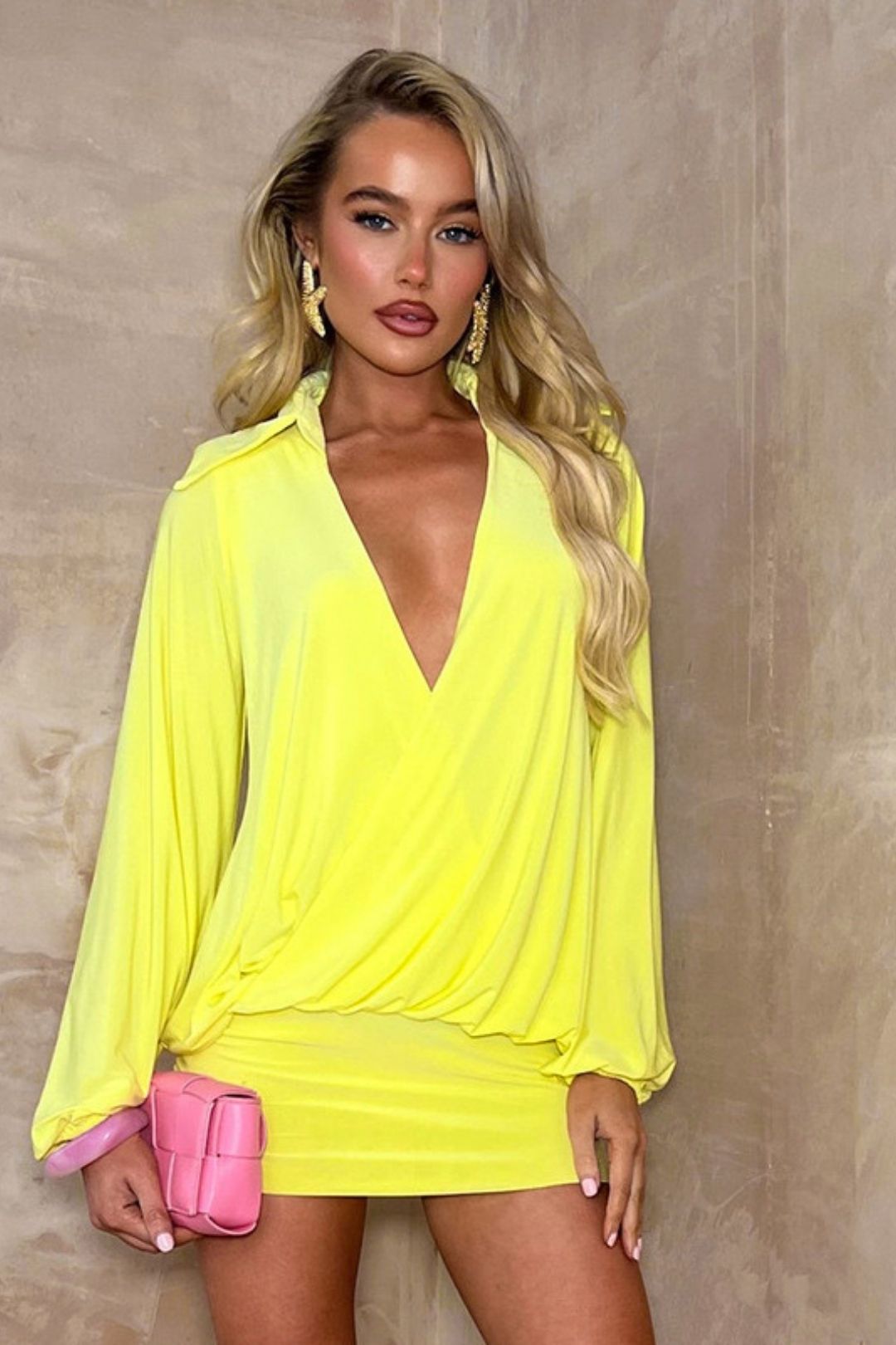 Solid Color Low-neck Splicing Casual Versatile Dress