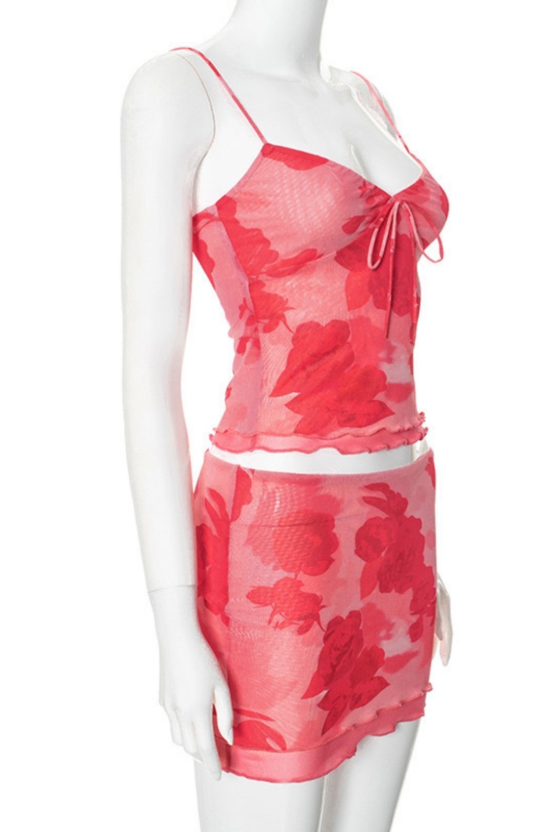 Printed Suspender Tops Low-waisted Skirt Suits