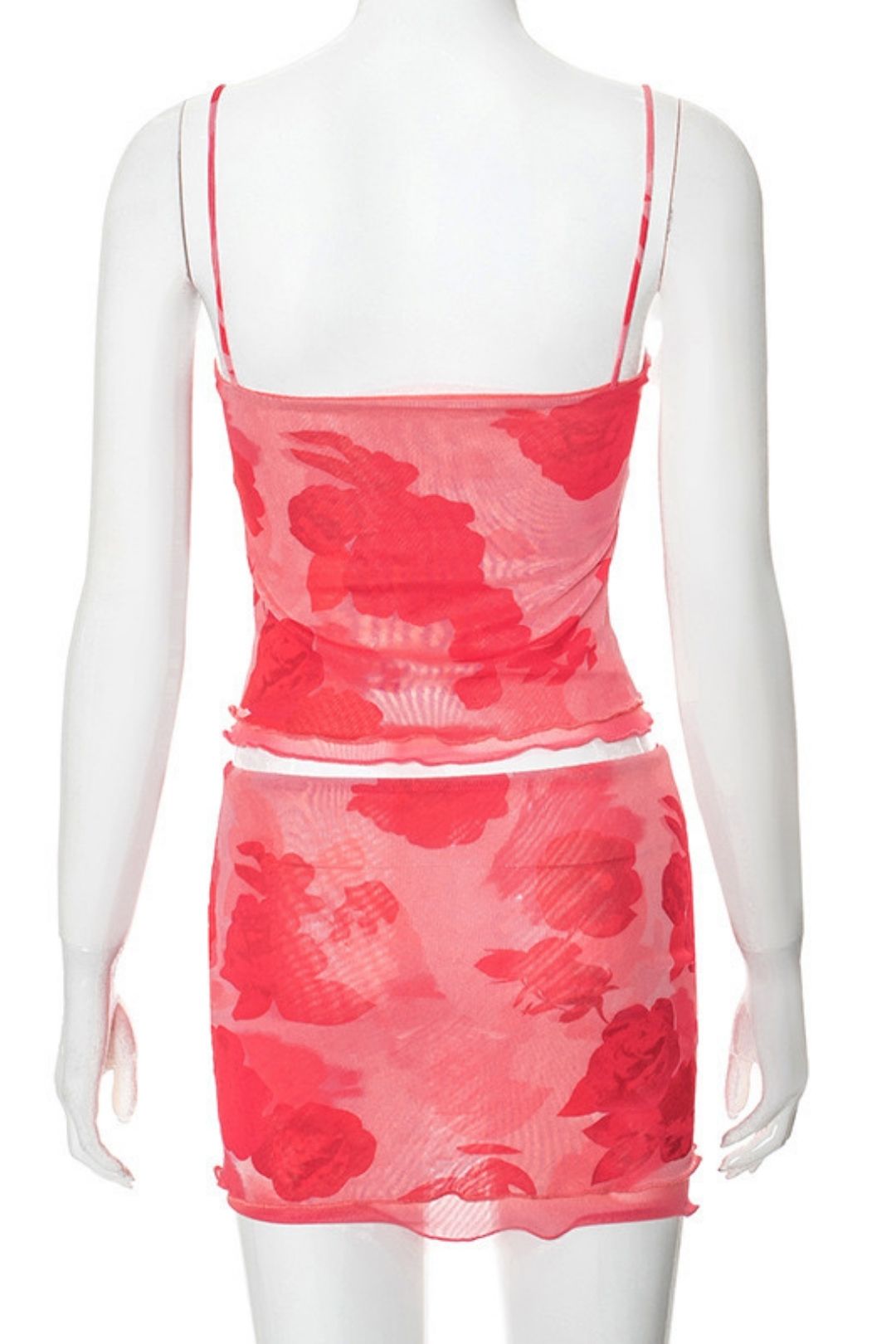 Printed Suspender Tops Low-waisted Skirt Suits