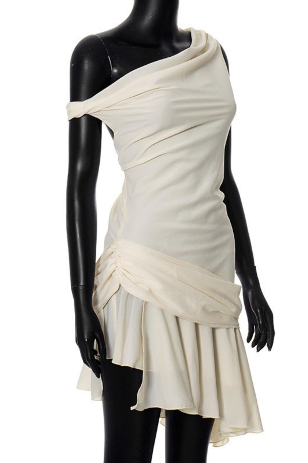 Summer Solid Color Oblique Shoulder Lace Stitching Backless Dress