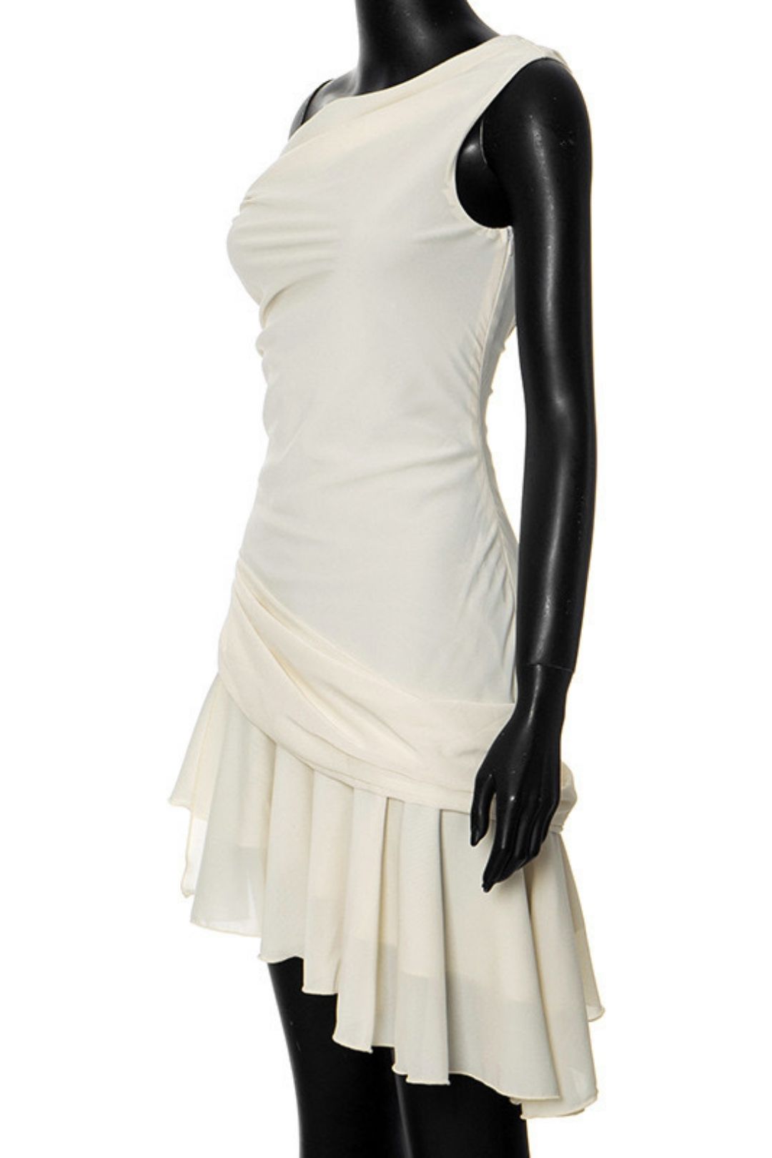 Summer Solid Color Oblique Shoulder Lace Stitching Backless Dress