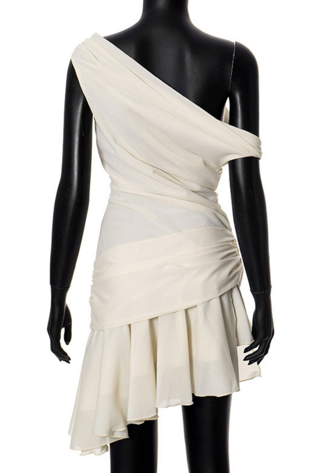 Summer Solid Color Oblique Shoulder Lace Stitching Backless Dress