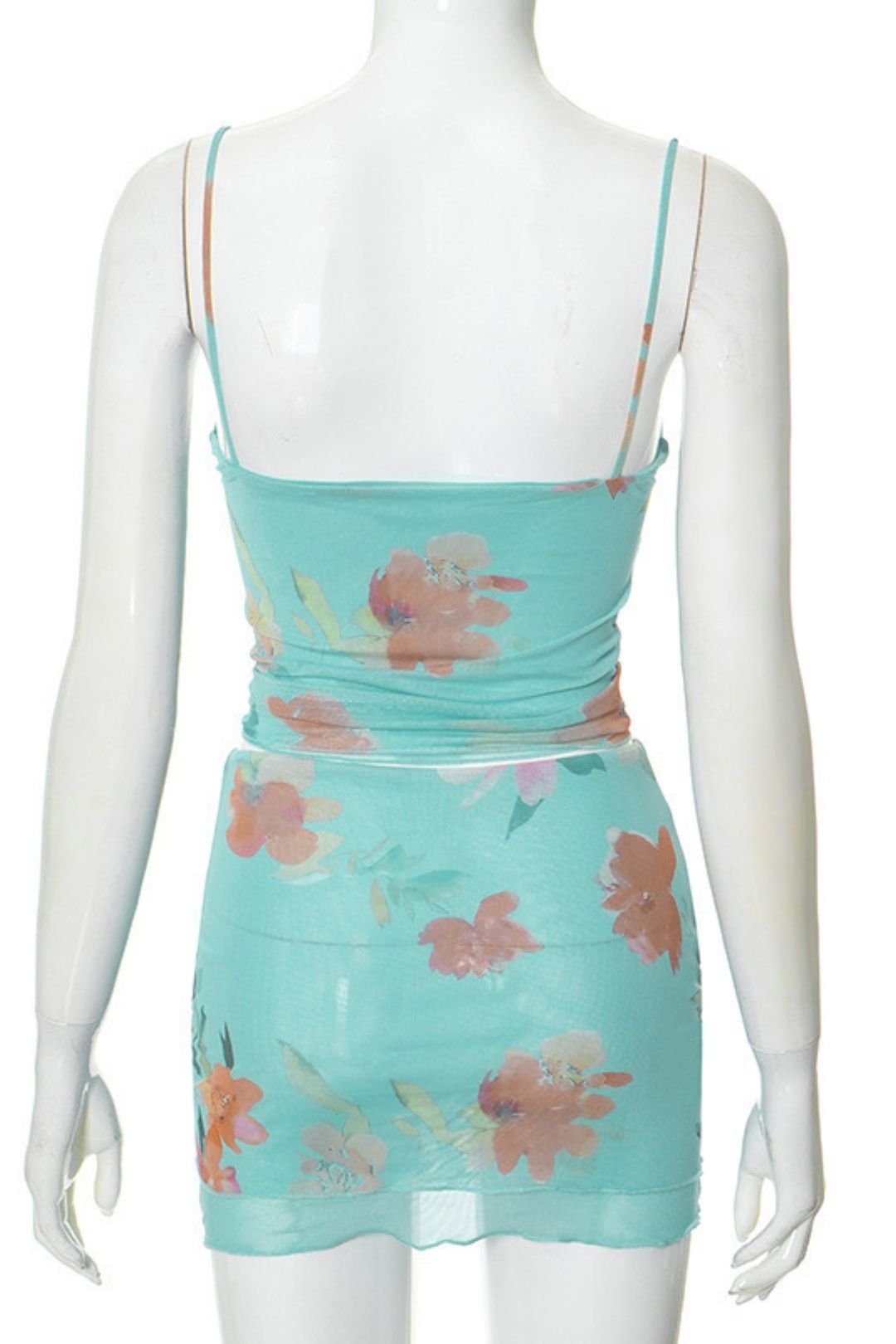 Printed Suspender Tops Low-waisted Skirt Suits