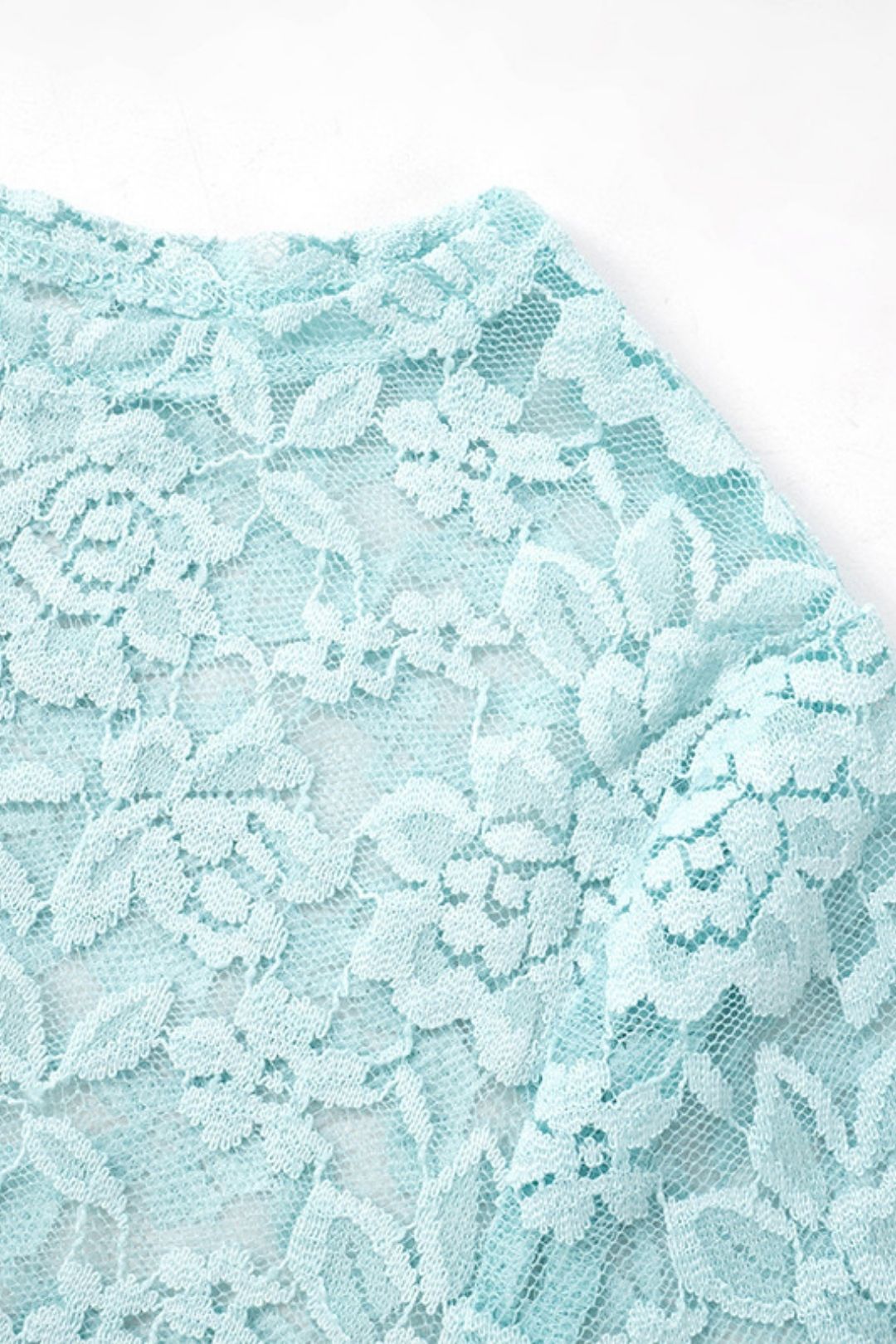 Long-sleeved Tops Low-waist Long Skirt See-through Lace Suit